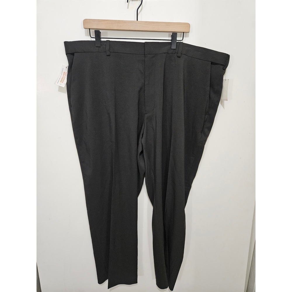 Van Heusen Traveler Men 44x29 Black Dress Pants Flex Waist Non-Iron Big & Tall